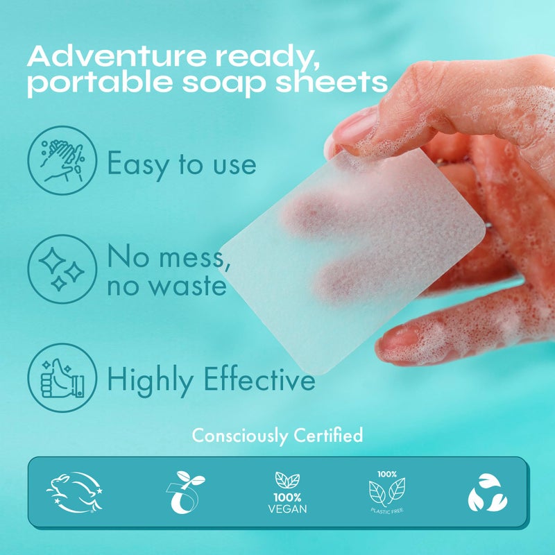 FOMIN - Antibacterial Paper Soap Sheets for Hand Washing - (300 Sheets) Lemon Portable Travel Soap Sheets, Dissolvable Camping Mini Soap, Portable Hand Soap sheet - Image 4